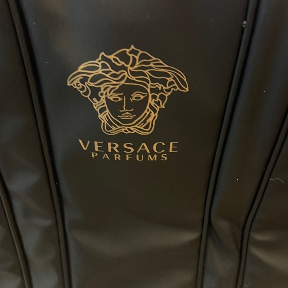 Versace Parfums Black Tote with Textured Fabric and Gold Accents - Picture 2 of 10